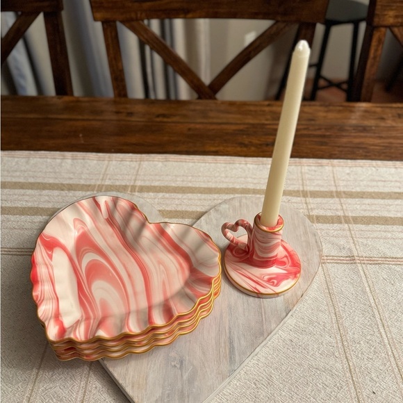 Threshold Ceramic Marbled Heart Taper Holder Valentine's 2024 - Picture 7 of 8